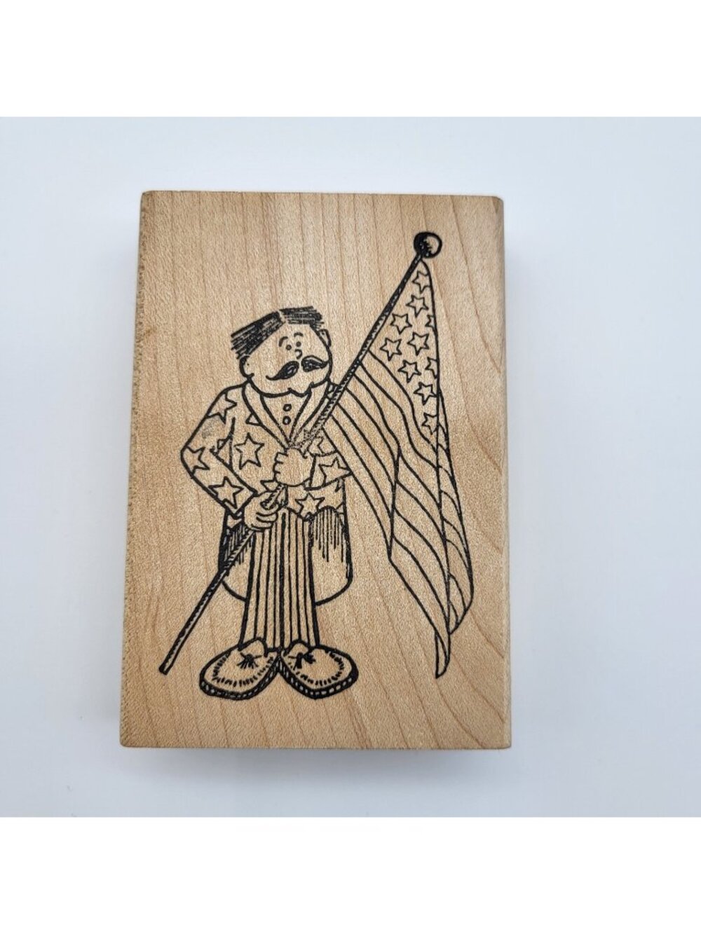 VTG Rubber Stamp Independence Patriotic Flag Man Parade